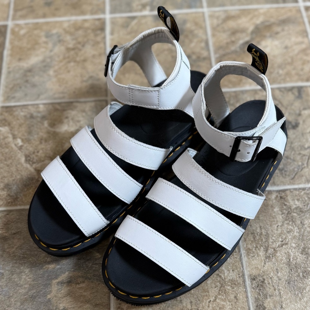 Dr. Martens White and Black Platform Strappy Sandals - Picture 4 of 13